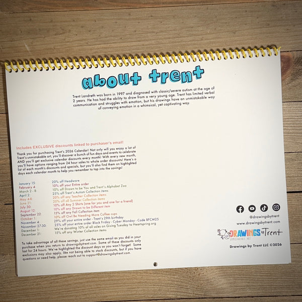 Trent’s 2026 Calendar