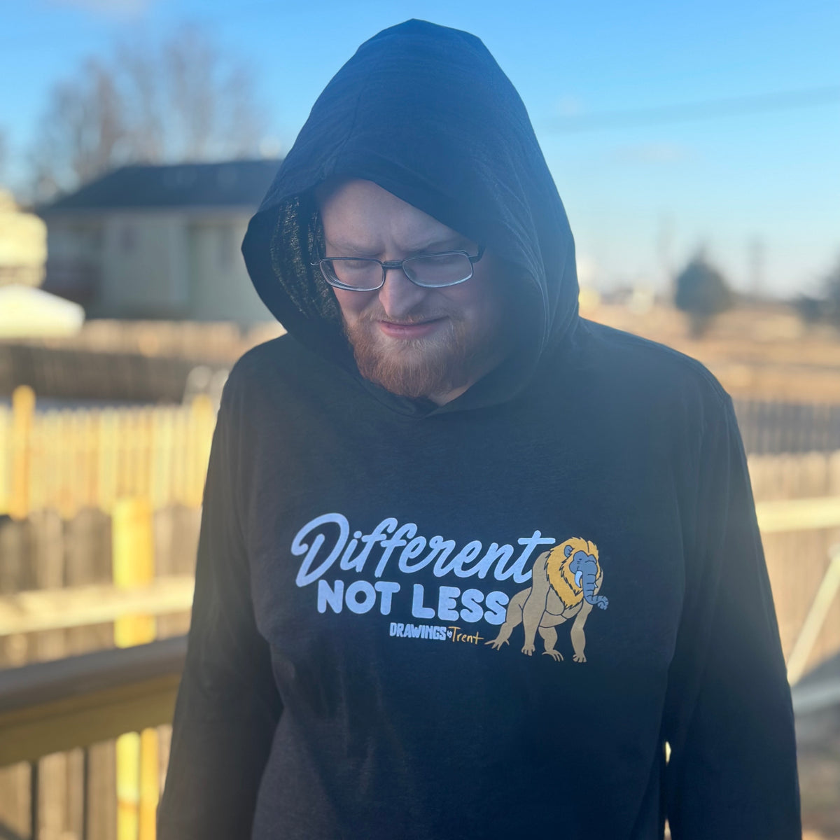 Different Not Less Long sleeve Hoodie Tee Drawings By Trent