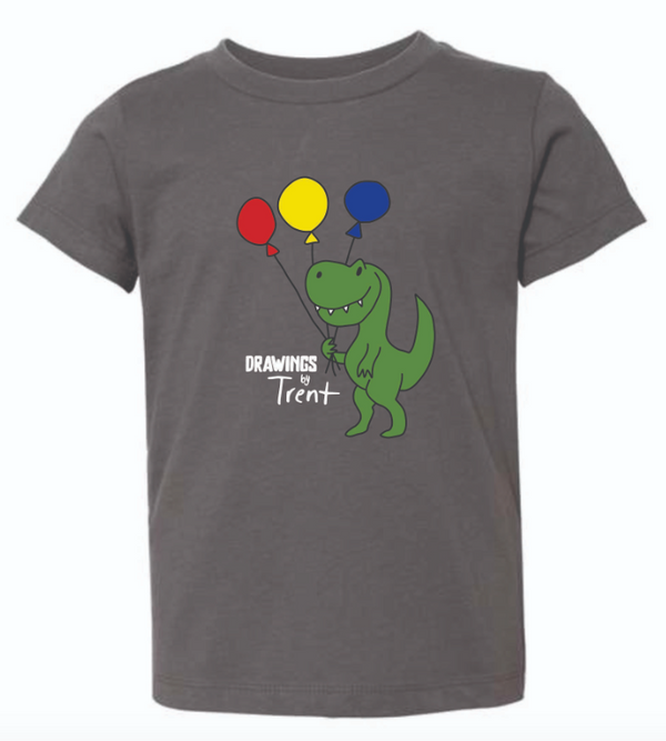 Cute Dino Holding Balloons -Infant, Toddler, Youth