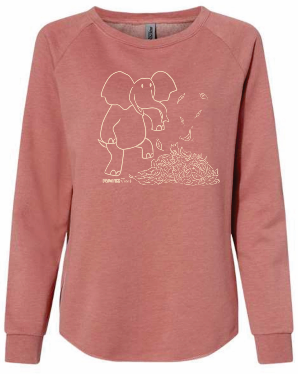 Elephant Dusty Rose Crewneck Sweatshirt Drawings By Trent